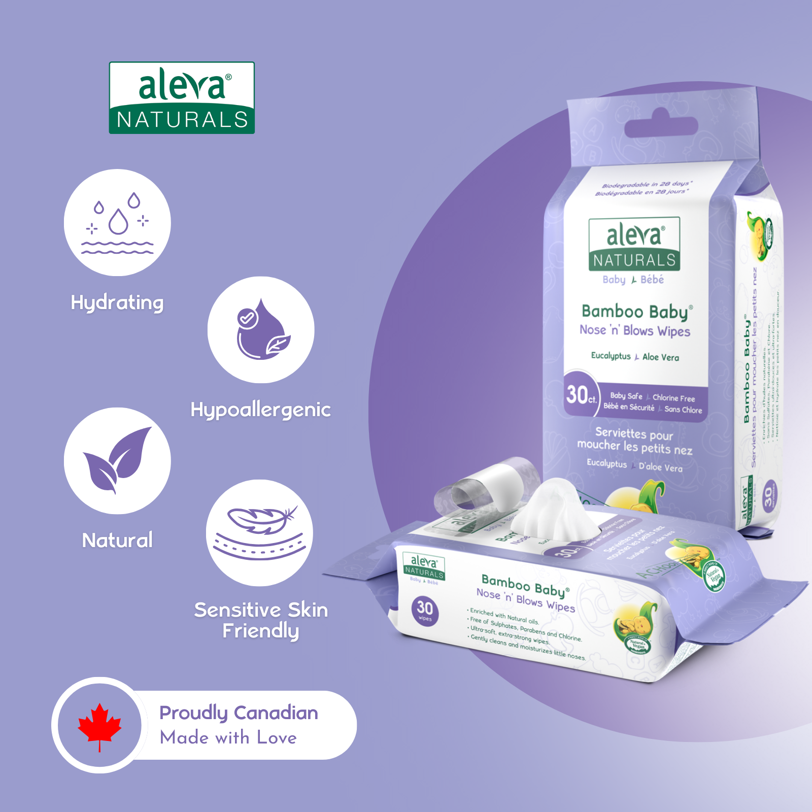 Aleva Naturals Bamboo Baby Nose Wipes 30 Pads