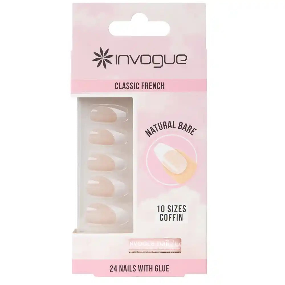 Invogue french bare coffin press-on nails 24pcs