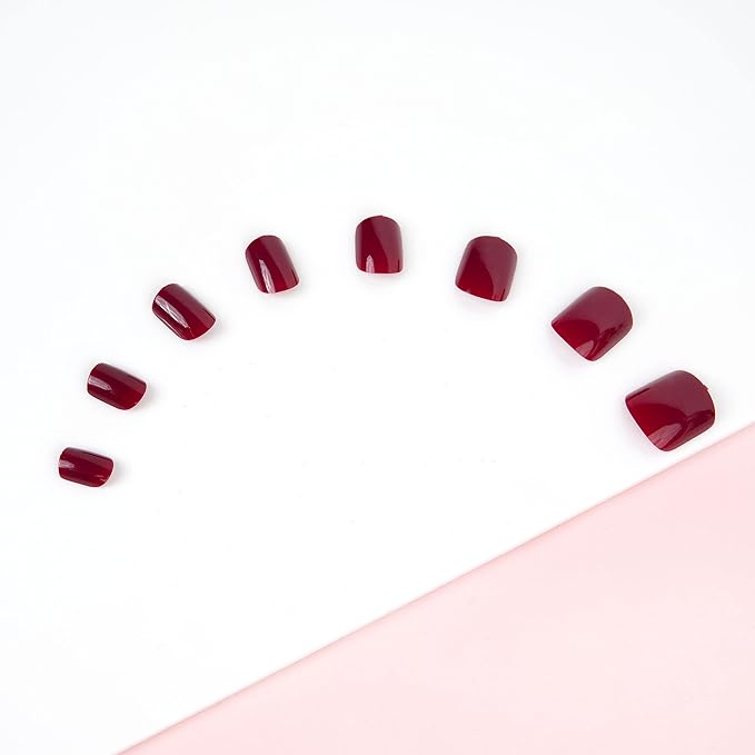 Invogue Wine Red Press-On Nails 24pcs