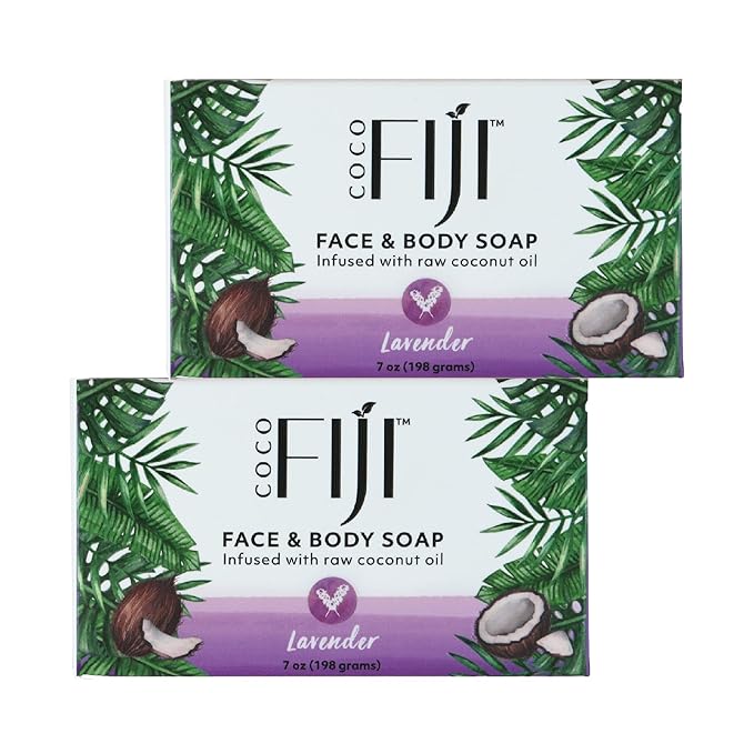 Fiji Organic Face & Body Soap infused with raw coconut oil Lavender 198 ML