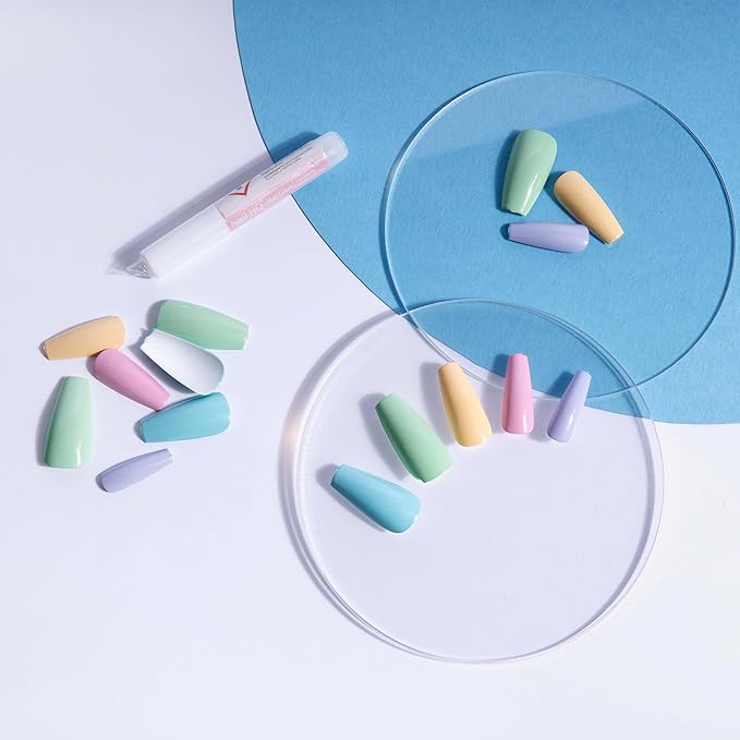 Nail HQ Long Coffin Mixed Pastel Press-On Nails 24pcs