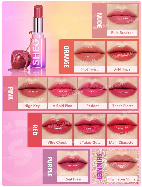 Sheglam Mirror Kiss High-Shine Lipstick Glossy Hydrating Finish High Key