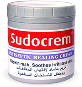 Sudocrem antiseptic healing cream container with red and white label