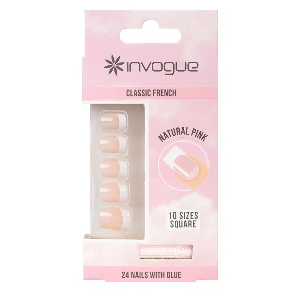 Invogue french pink square press-on nails 24pcs