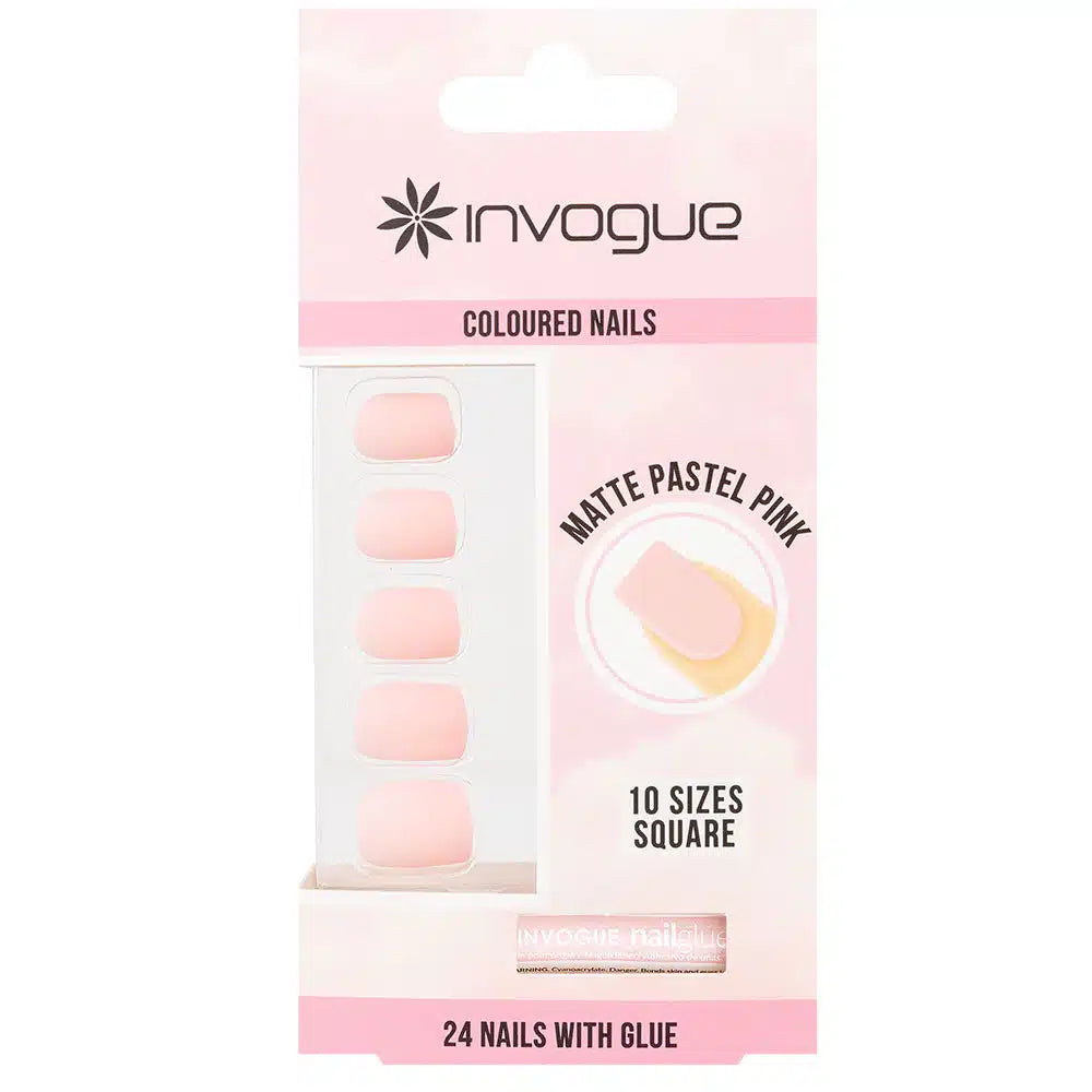 Invogue french pink coffin press-on nails 24pcs