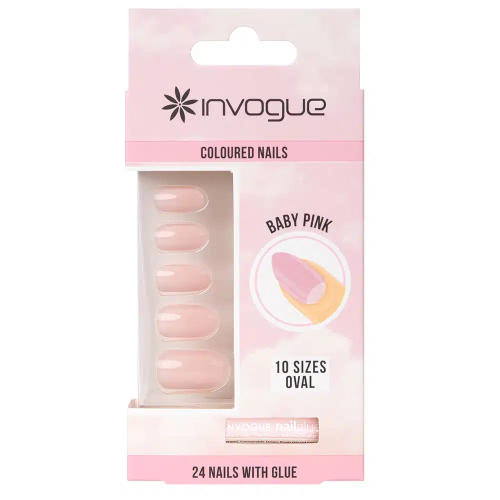 Invogue baby pink press-on nails 24pcs
