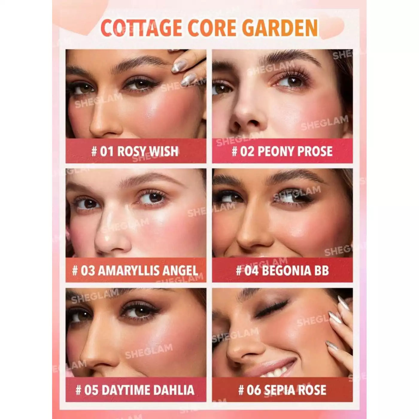 شيجلام باليت بلاشر كريمي Flush Crush – تركيبة سهلة الدمج (Cottage Core Garden)