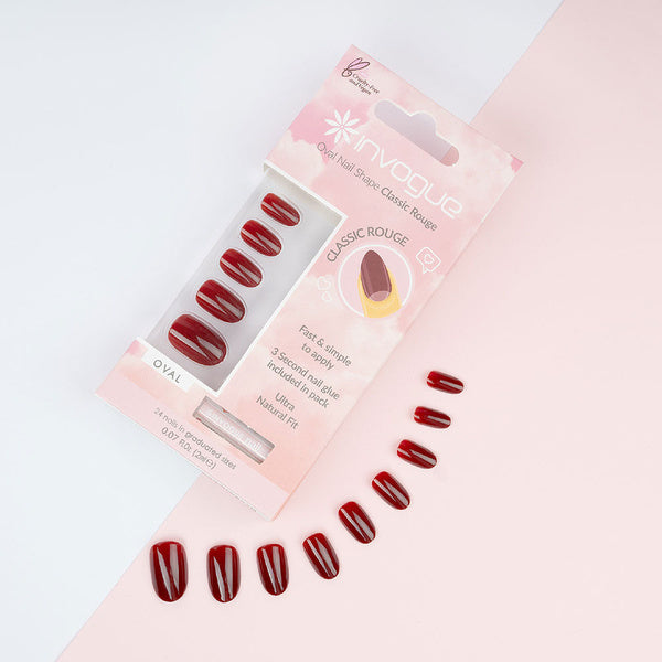 Invogue Rouge Oval Press-On Nails 24pcs
