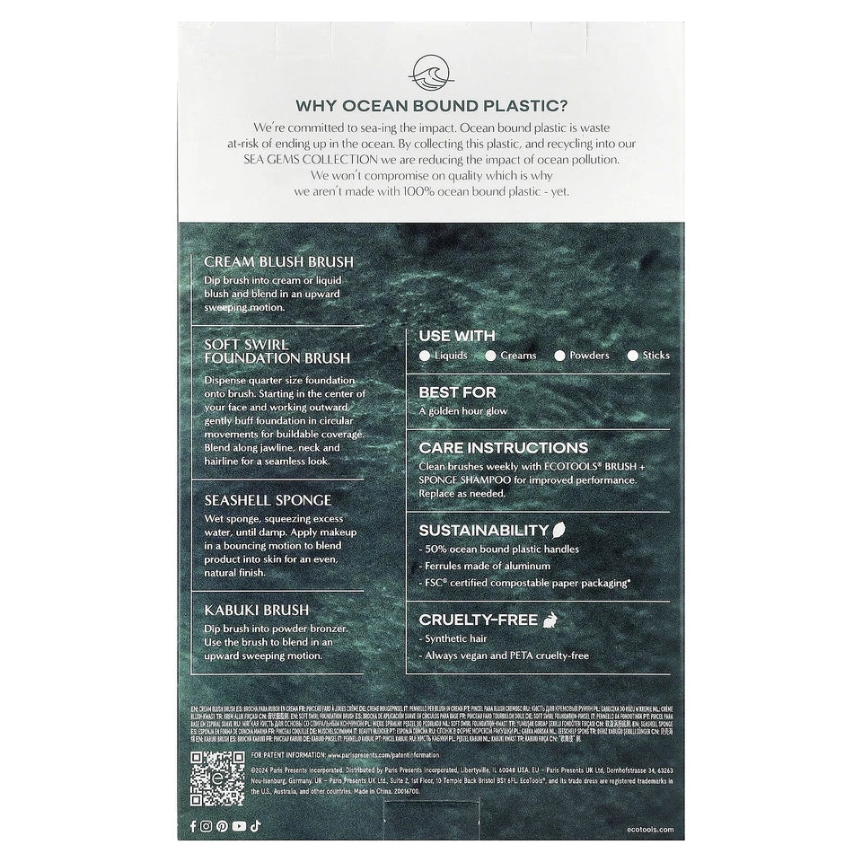 EcoTools Sea Gems Face Set — Eco-Friendly Brush & Sponge Set