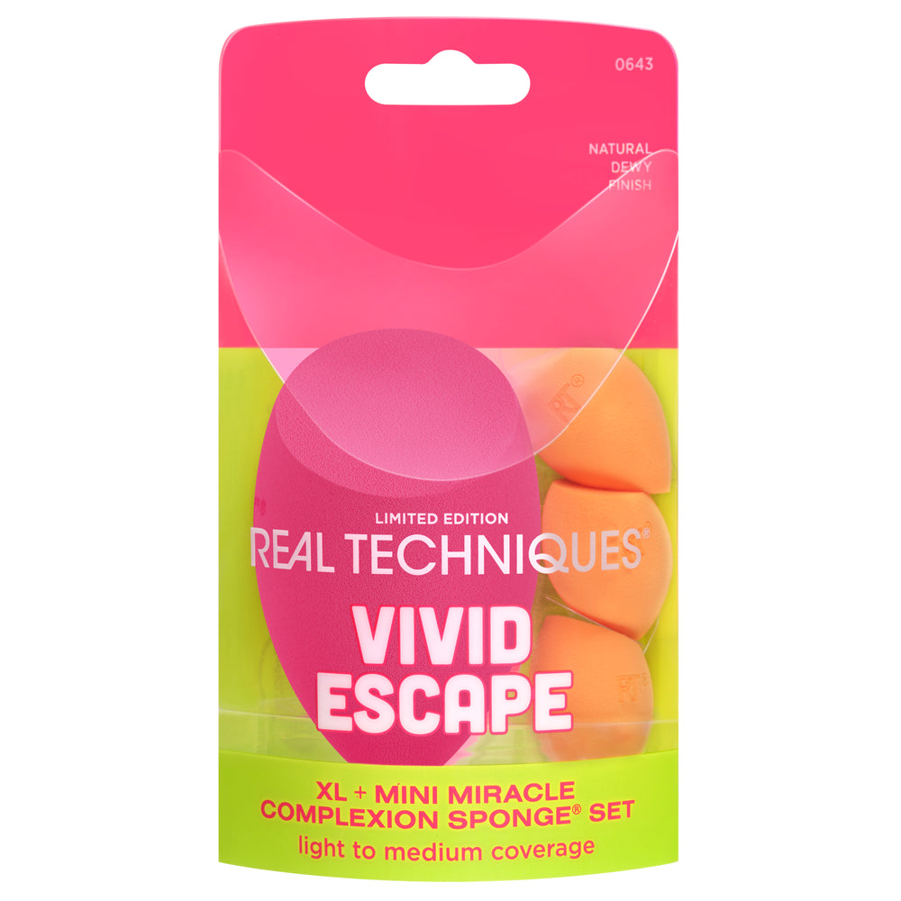 Real Techniques Vivid Escape XL And Mini Miracle Complexion Sponge Set
