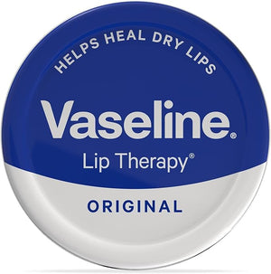 Vaseline Lip Therapy container with blue and white design