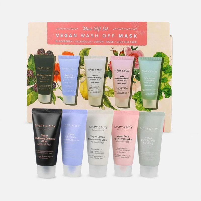 مجموعة ماسكات Mary&May Vegan Wash Off Mini Gift Set