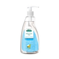 Clear bottle of aleva Naturals Bottle & Dish Soap with pump on a white background