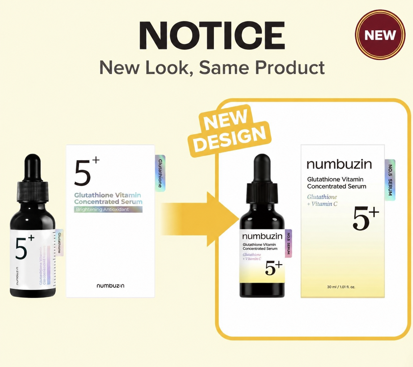 Numbuzin no.5+ glutathione vitamin concentrated serum 30ml